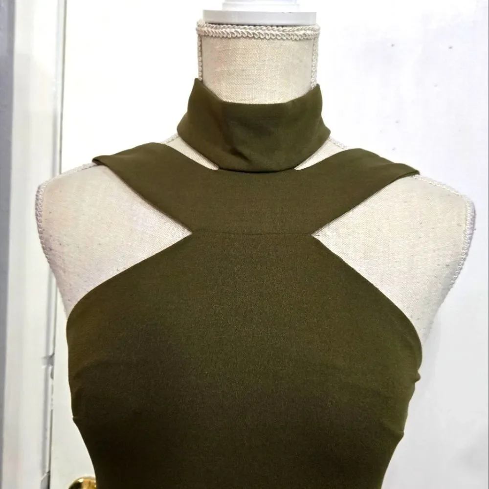 Dance And Marvel Sleeveless Olive Bodycon Dress NWT Sz Small